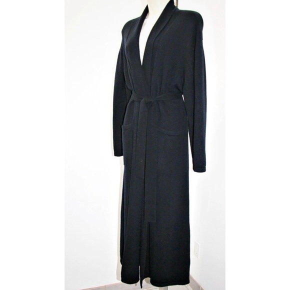 Arlotta 100% Cashmere Shawl Wrap 51" Long Belted Robe in Black Size XS  895$ - Picture 7 of 9